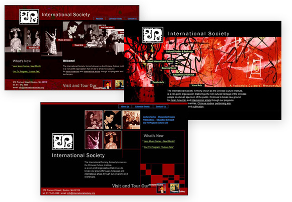 International Society - homepage design versions